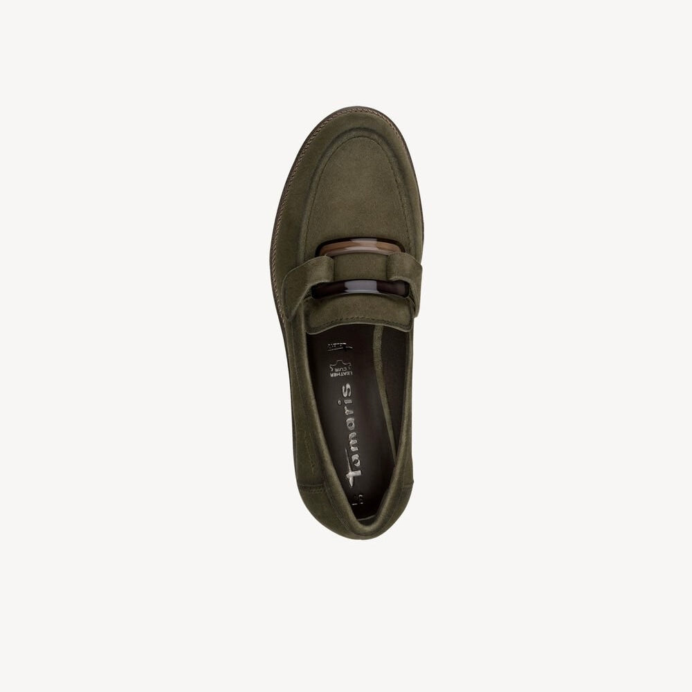 Mocassino olive con accessorio