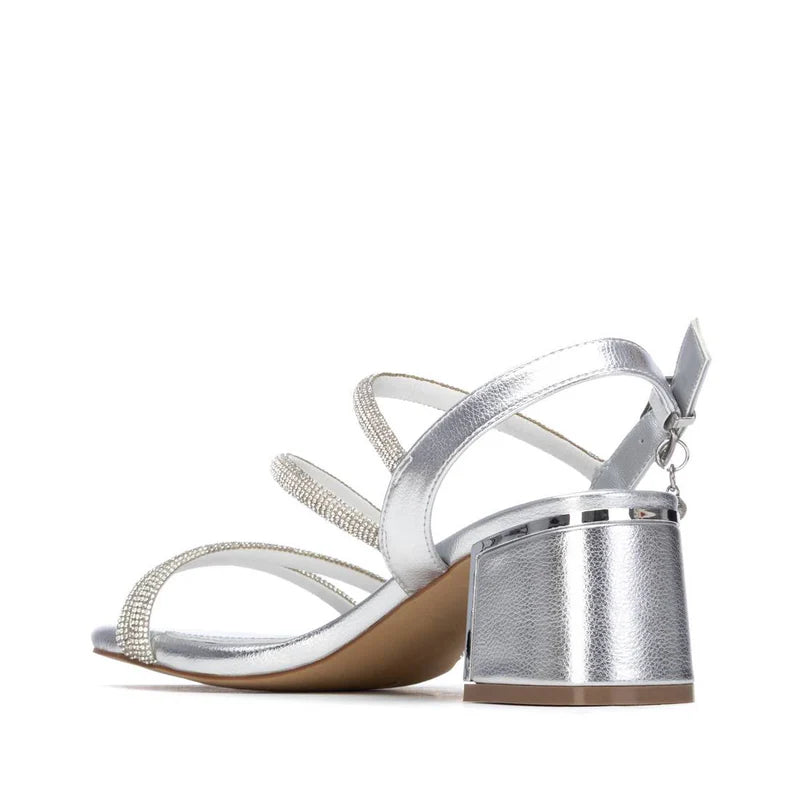 Sandali con fasce e strass - Argento
