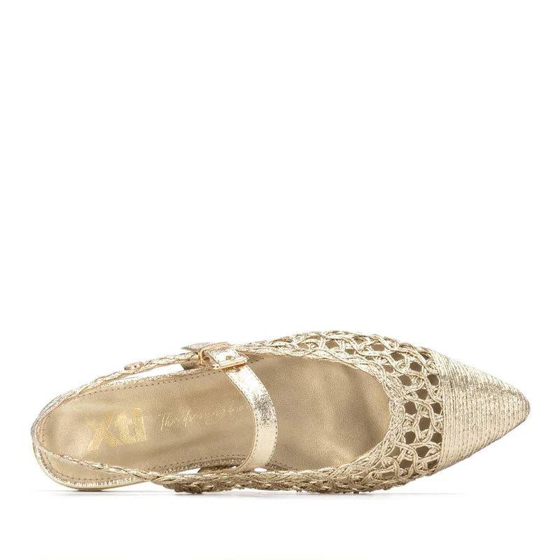 Slingback bassa intrecciata - Oro