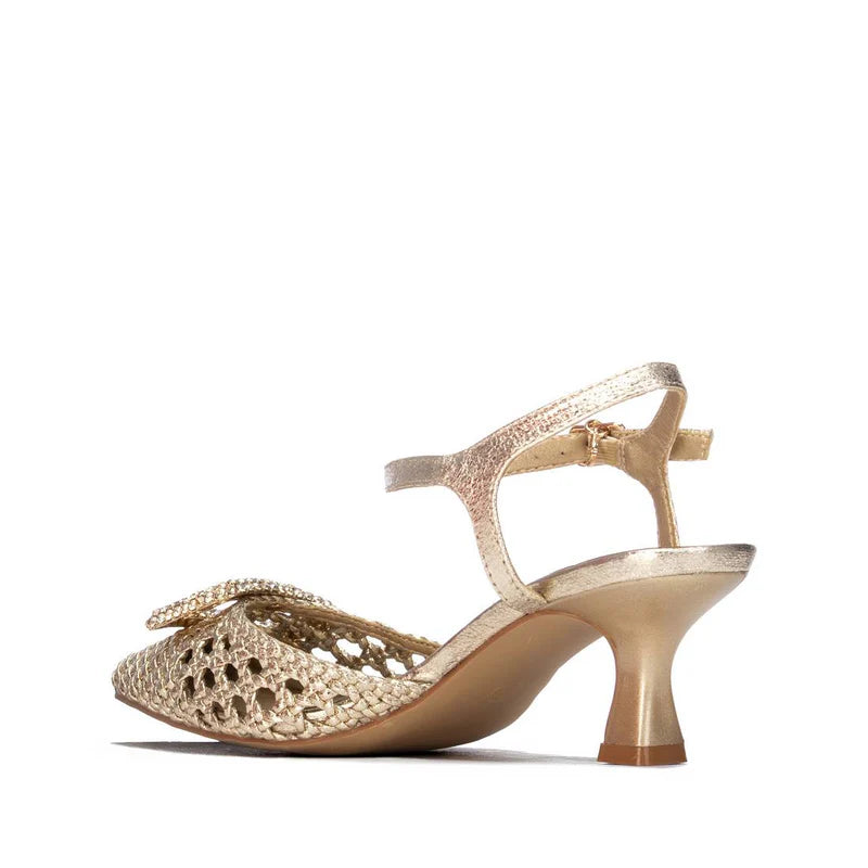 Slingback metallizzata traforata - Oro