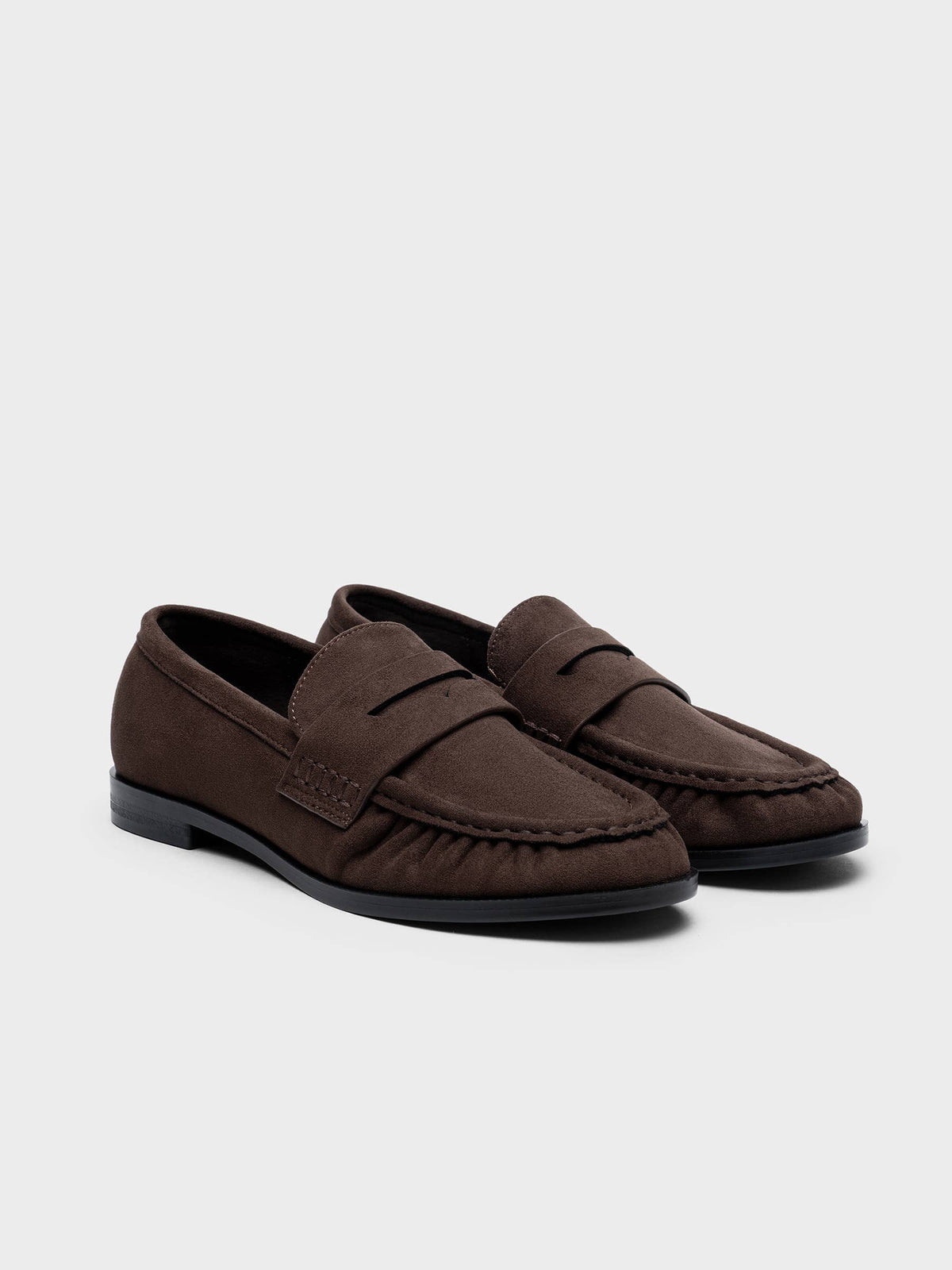Mocassini penny arricciato in suede