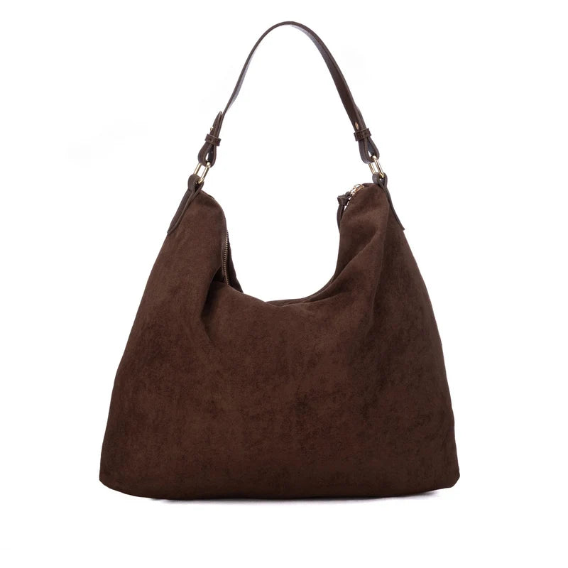 Borsa a spalla in camoscio brown