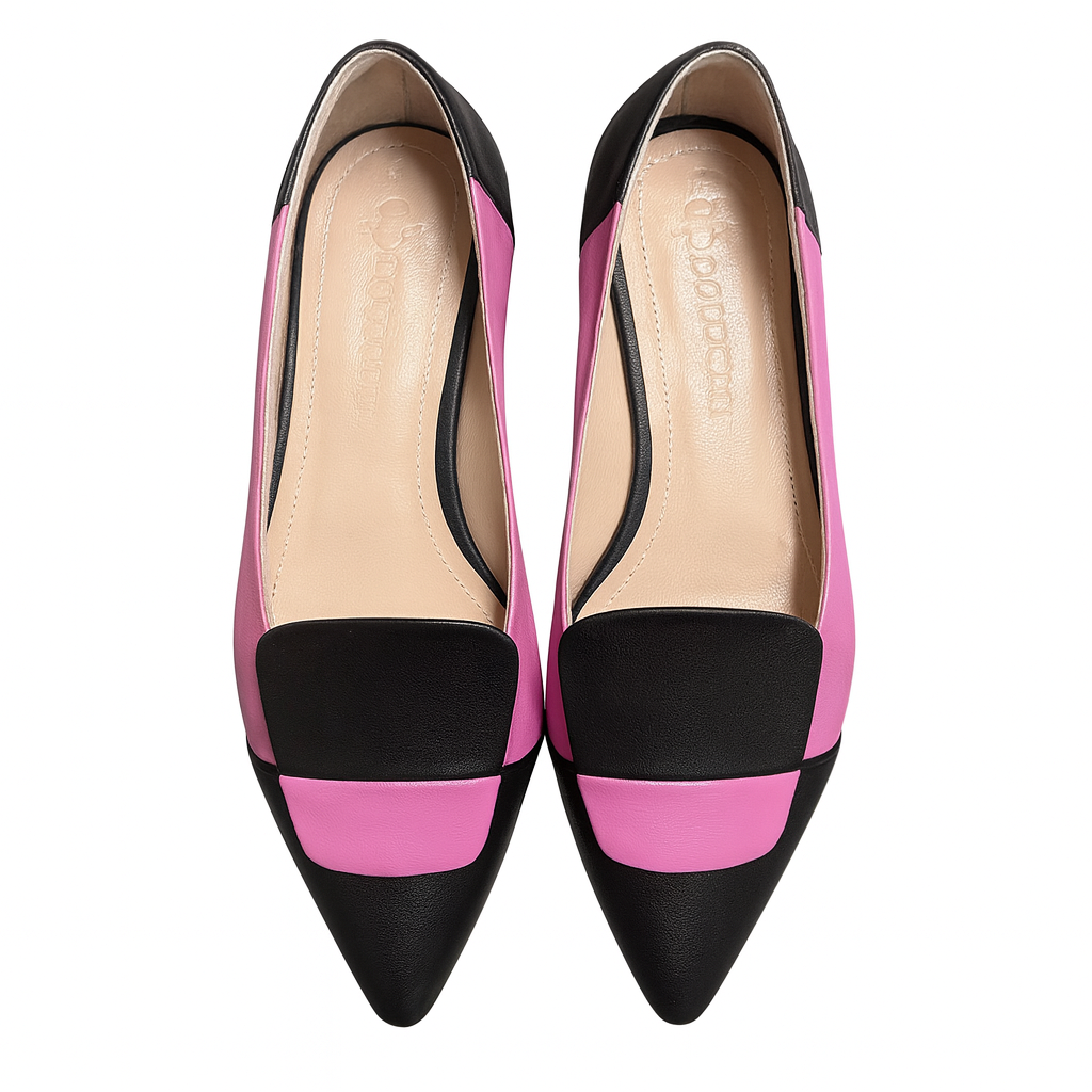 Ballerine in pelle bicolor