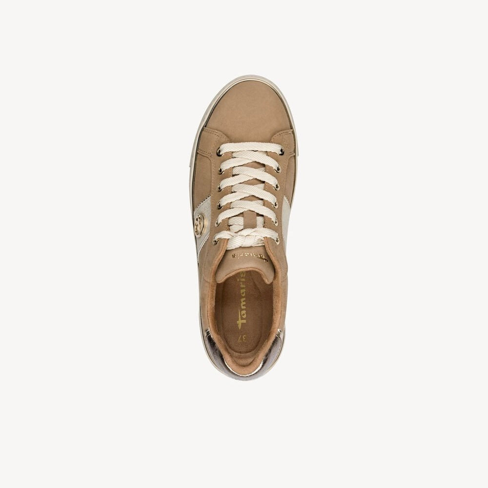 Sneakers camel con lacci