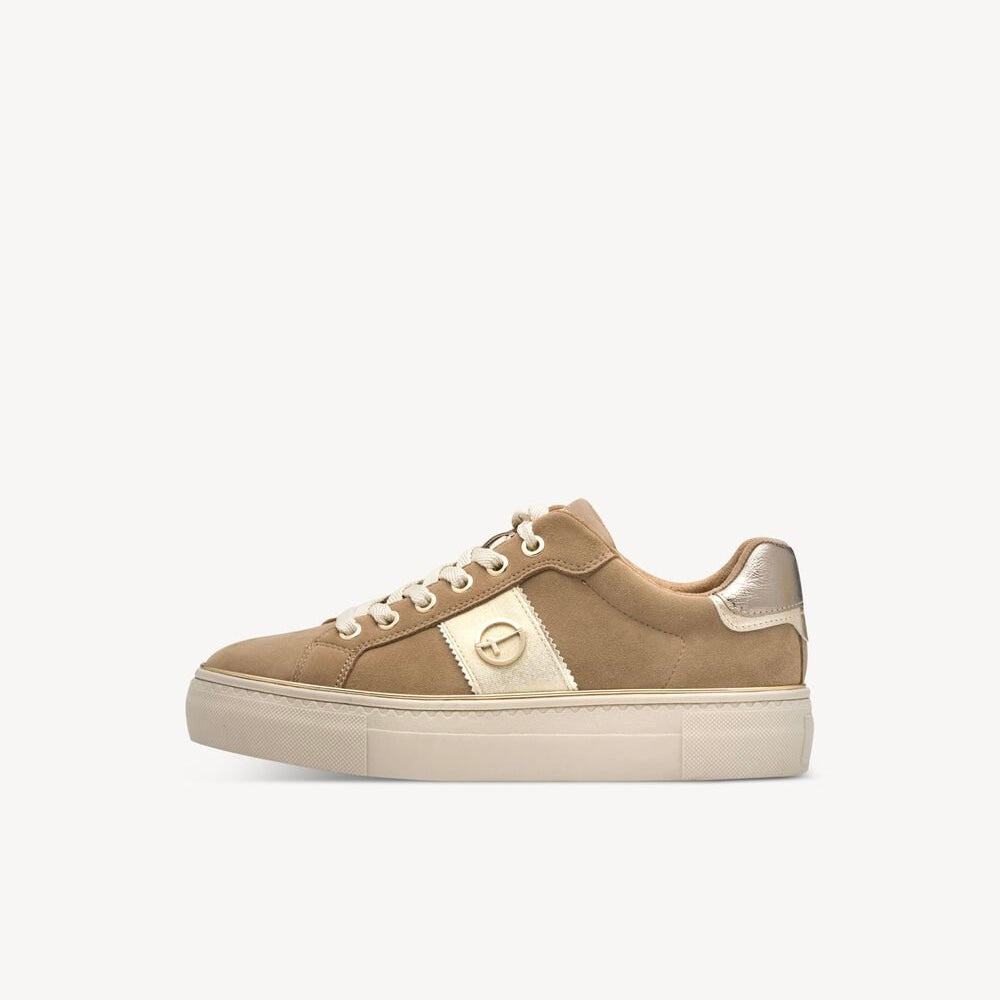 Sneakers camel con lacci