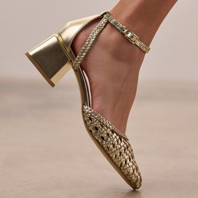 Scarpe decolleté platino intrecciate in pelle SARKAD