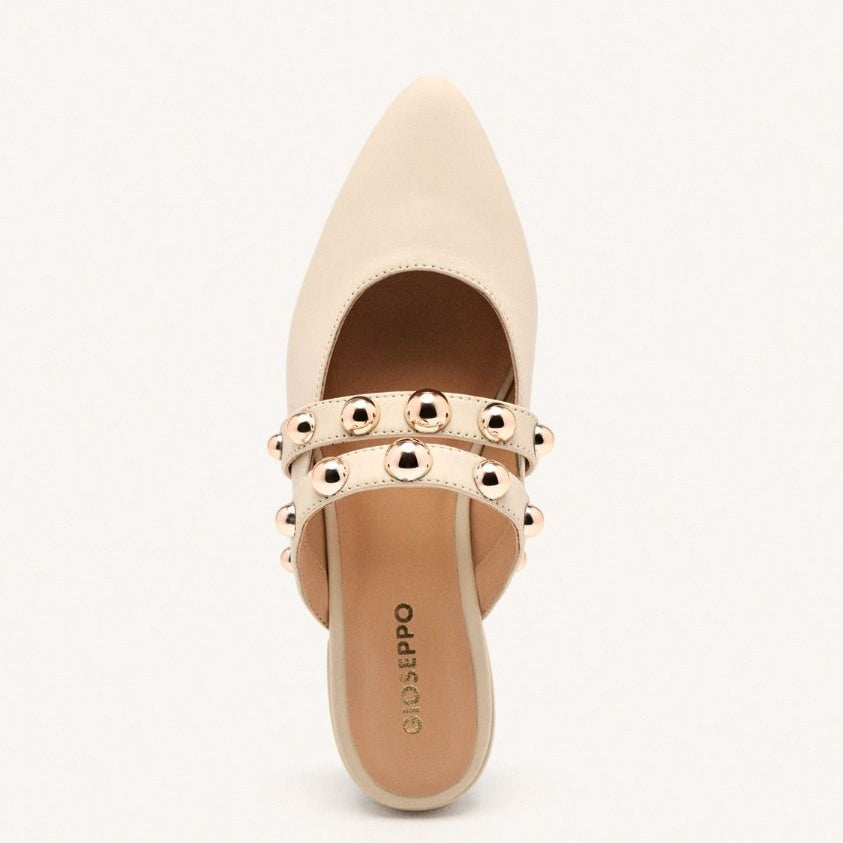 SCARPA GIOSEPPO MULES IN PELLE CON BORCHIE AHNAPEE