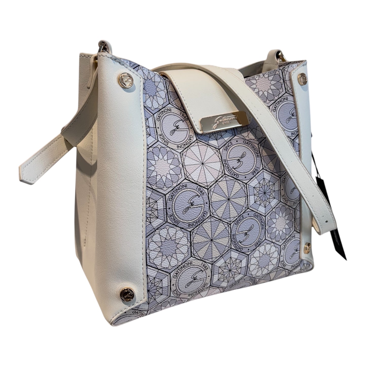 Borsa Gattinoni in pelle bianca con stampa