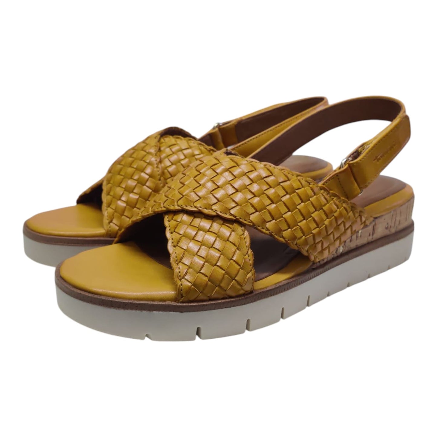Sandalo intreccio giallo ocra Tamaris