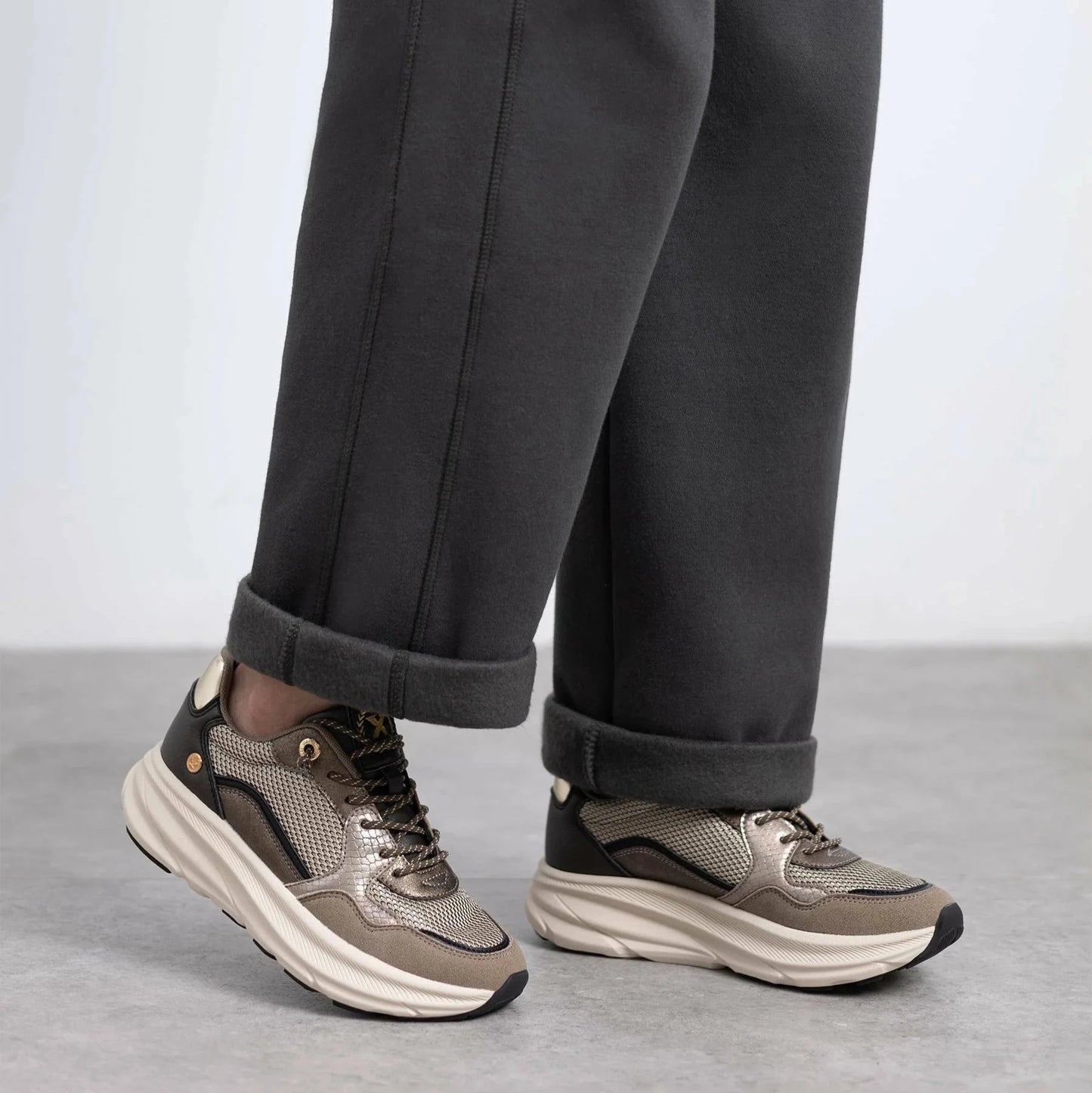 Sneakers textile mix bronzo