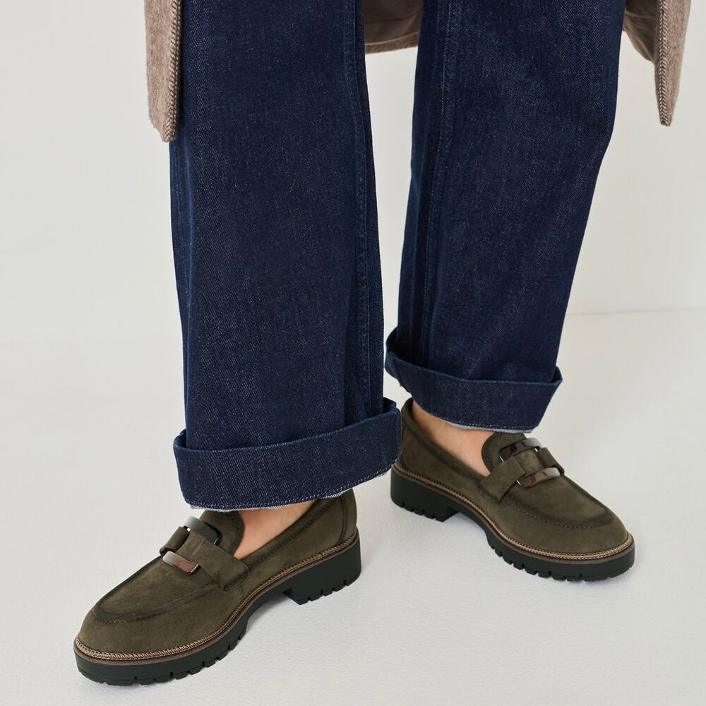 Mocassino olive con accessorio