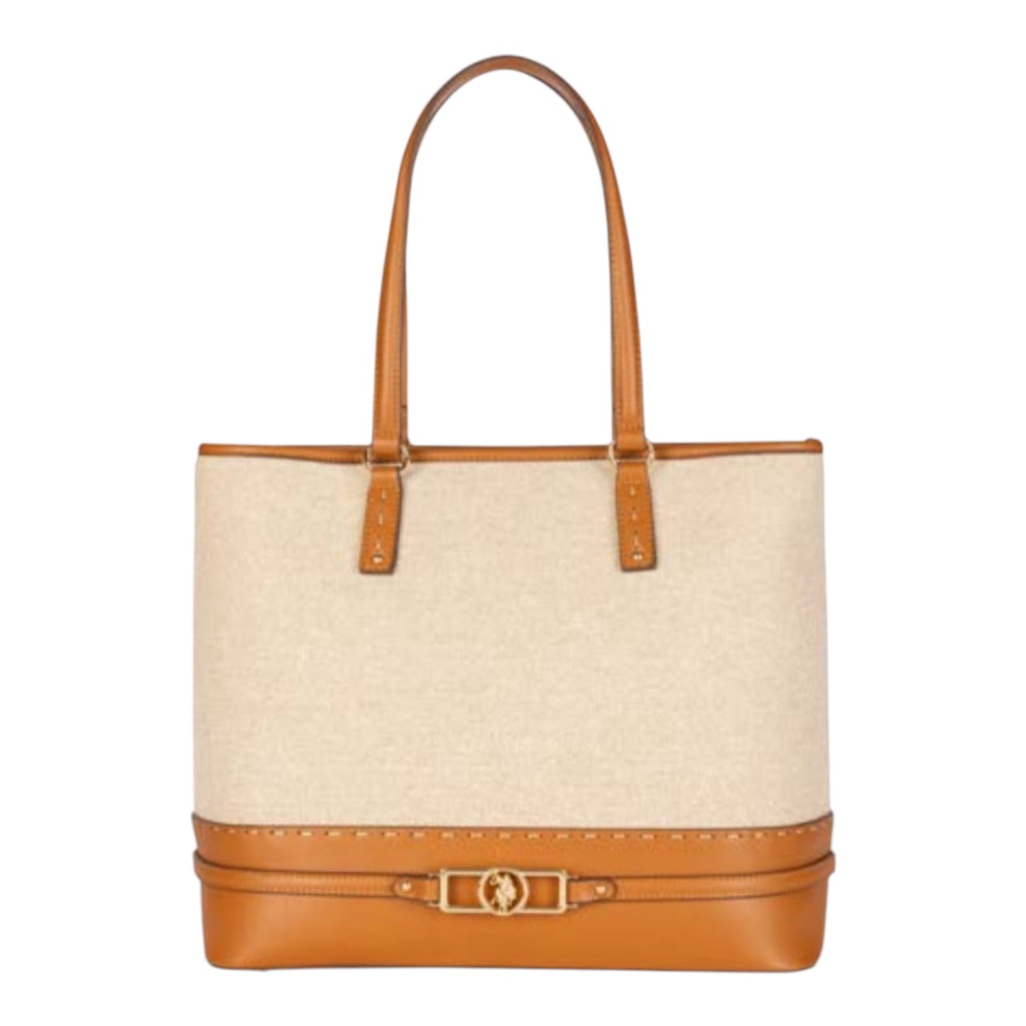BORSA SHOPPER IN PELLE E TESSUTO