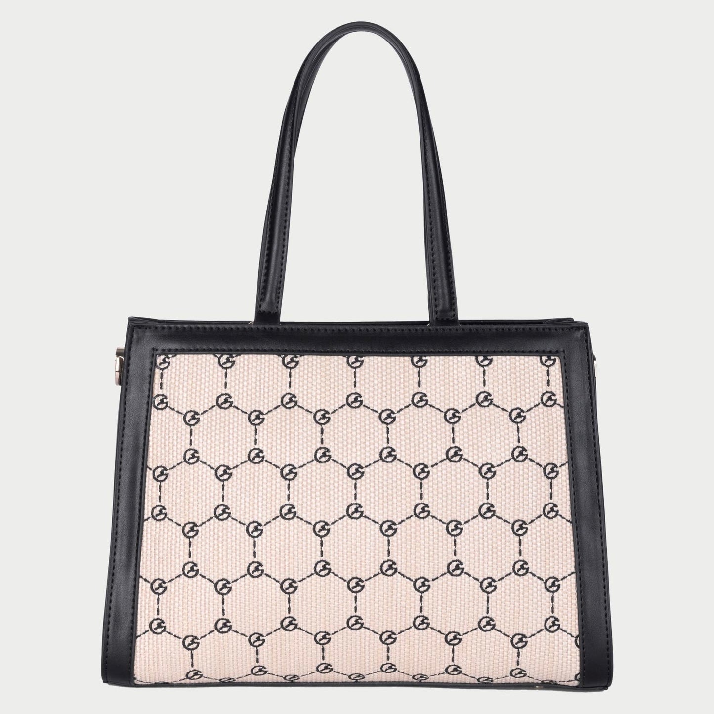 Borsa Gattinoni in pelle nera e tessuto stampa logo