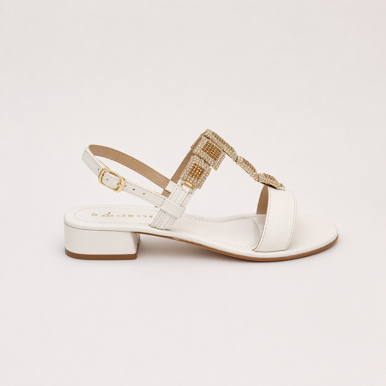 Sandali gioiello in pelle bianca- Le Chicche