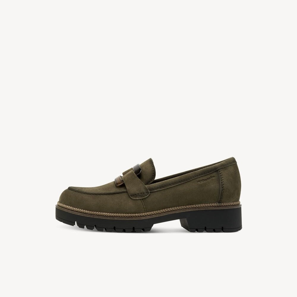 Mocassino olive con accessorio
