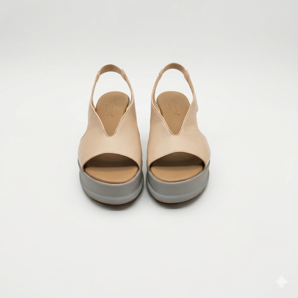 Sandali con zeppa in pelle