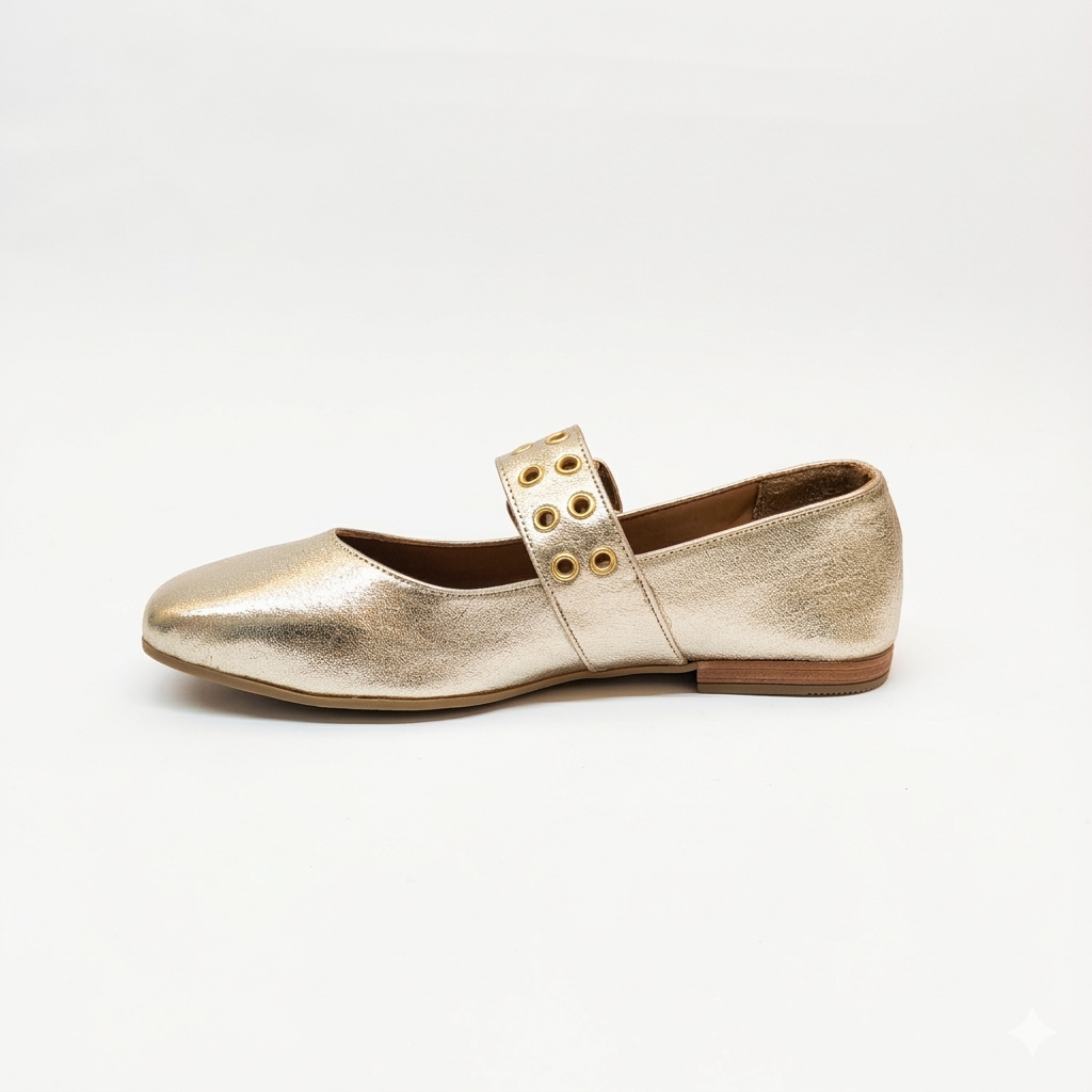 Ballerina flat con cinturino gold