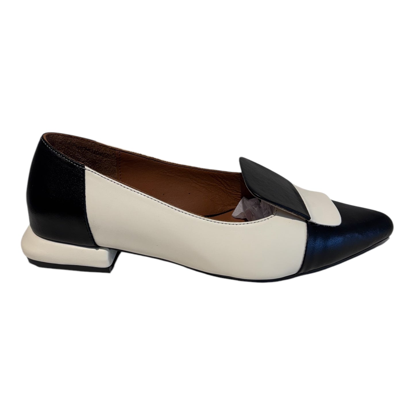 BALLERINE IN PELLE NERA E PANNA