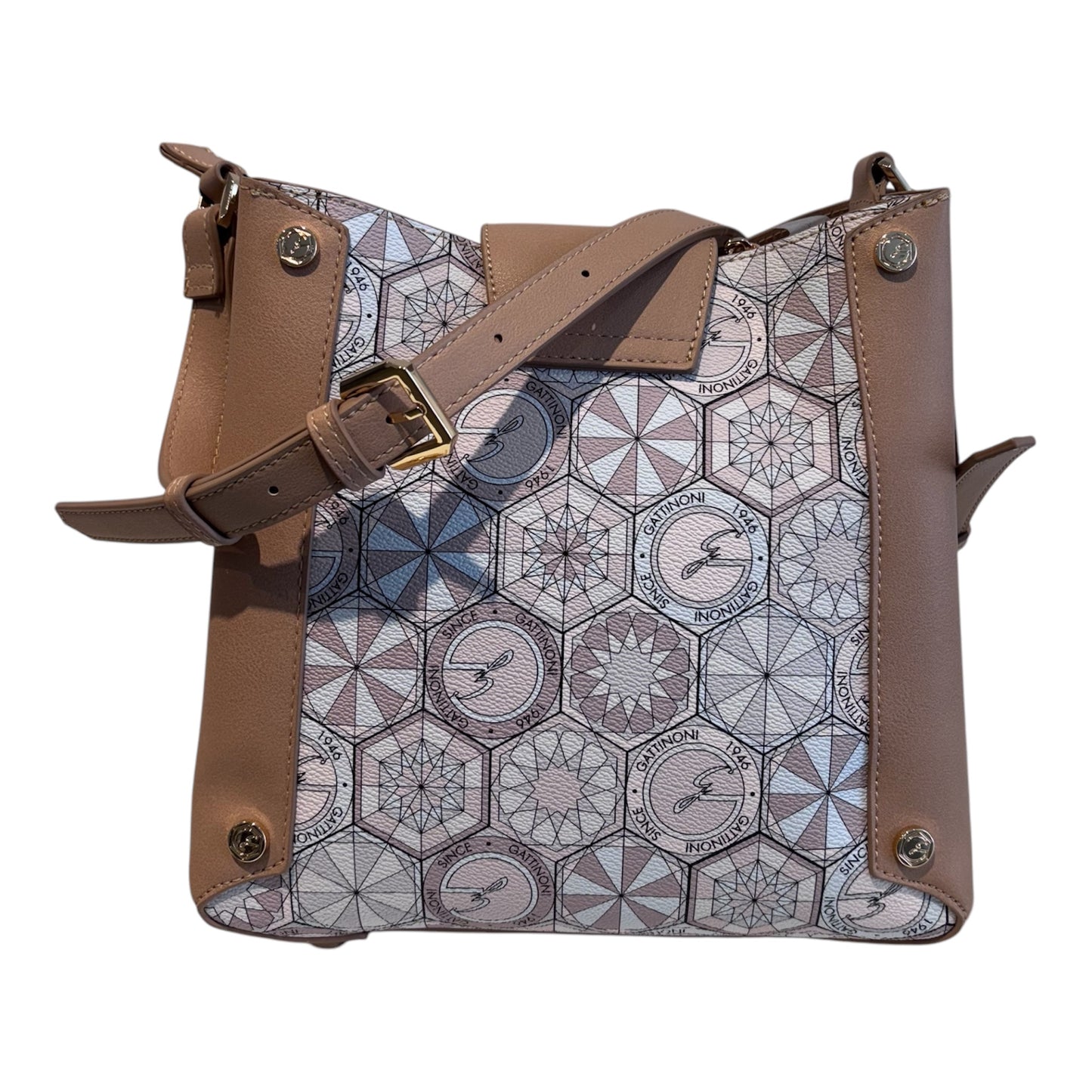 Borsa Gattinoni in pelle beige con stampa