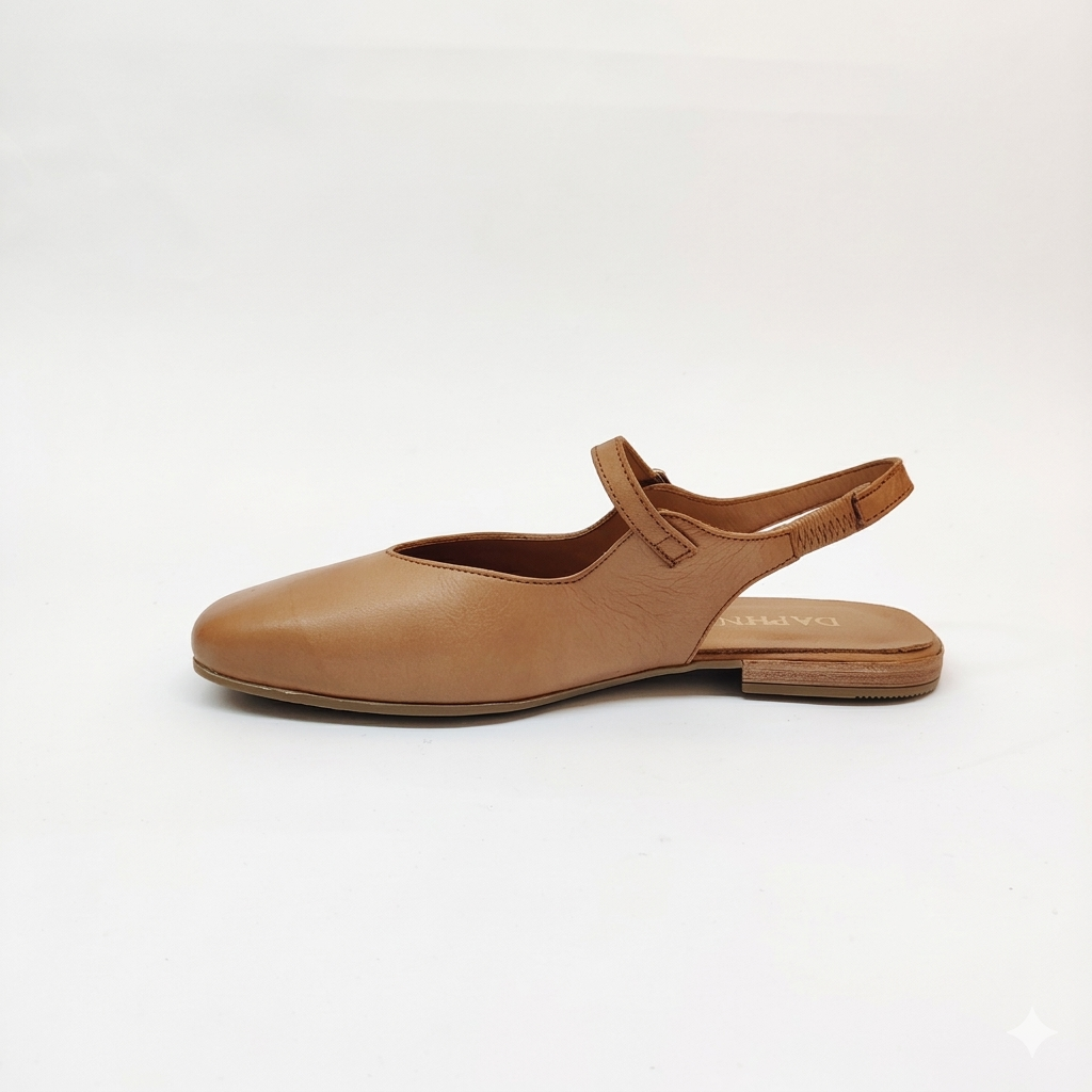 Scarpa Slingback flat in Pelle con cinturino