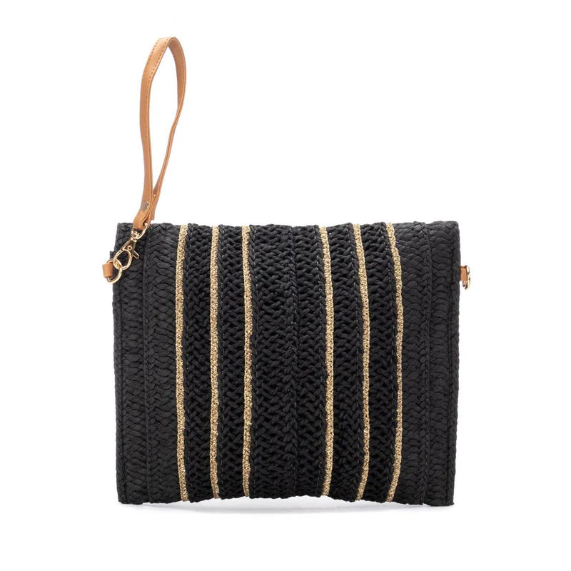 Pochette in rafia - Nero