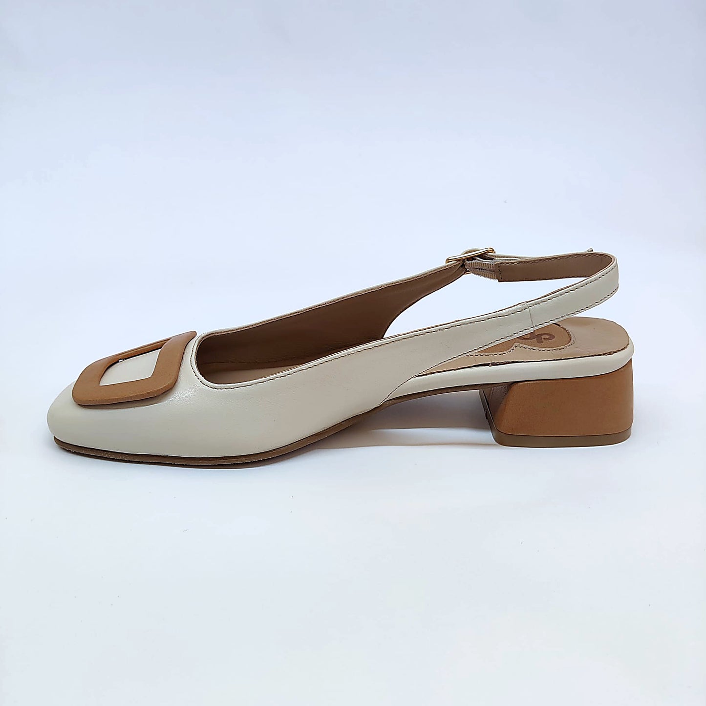Slingback in pelle bicolor