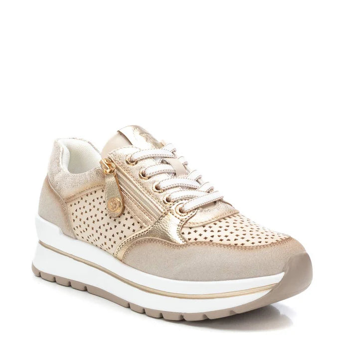 Sneakers beige con zip e soletta estraibile