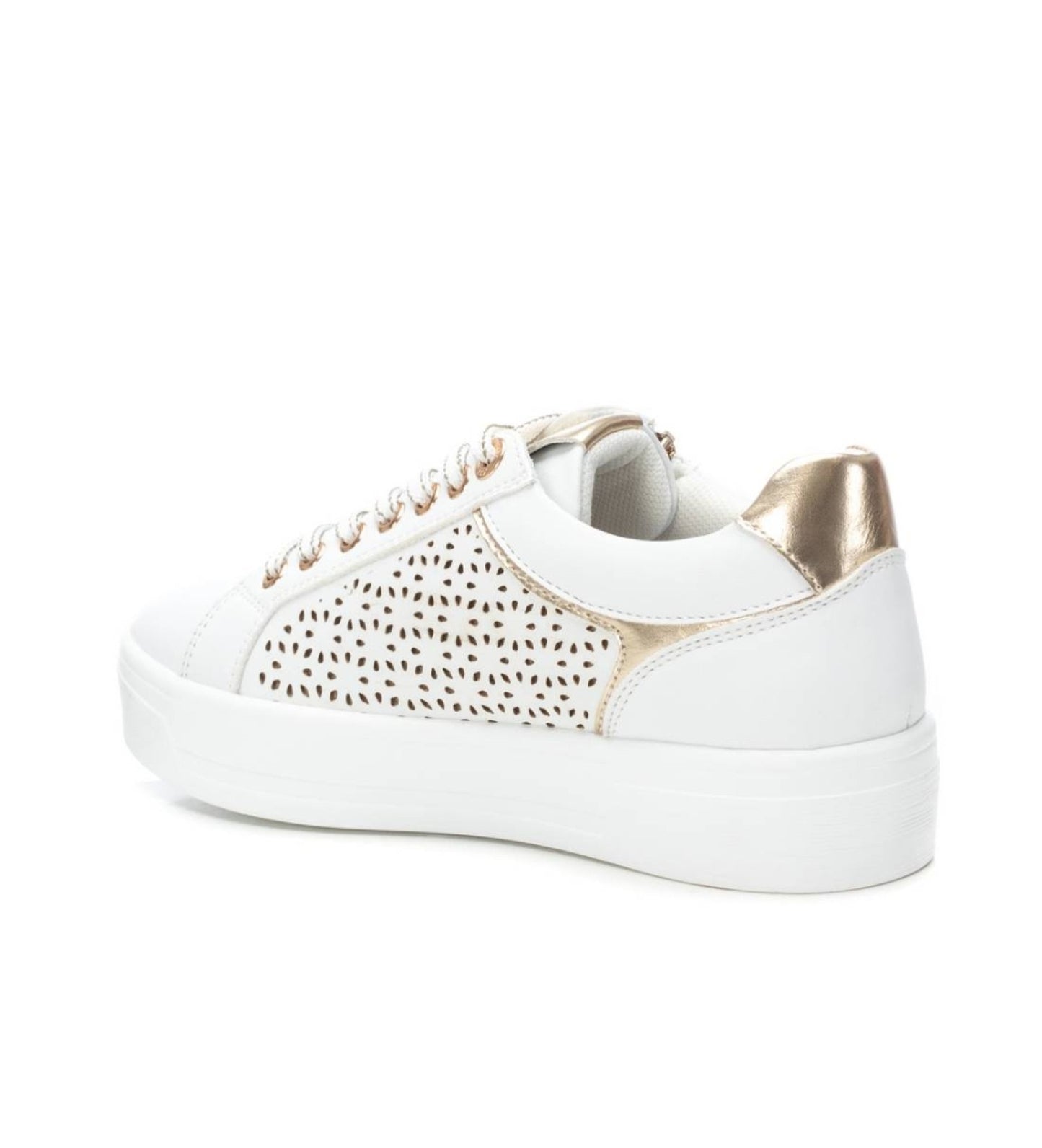 Sneakers bianca traforata con zip