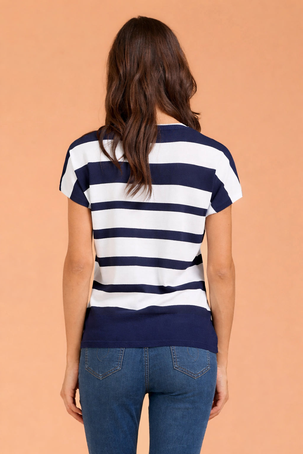 T-shirt righe e paillettes - Blu