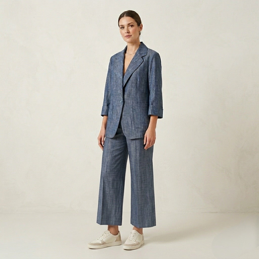 Blazer di jeans con manica a tre quarti