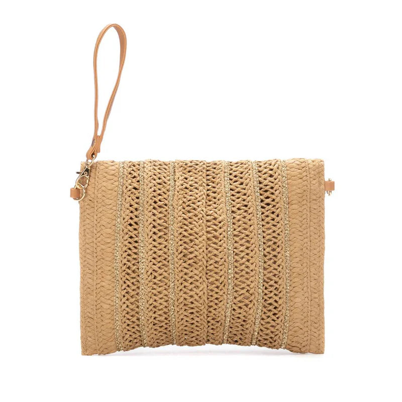 Pochette in rafia - Camel