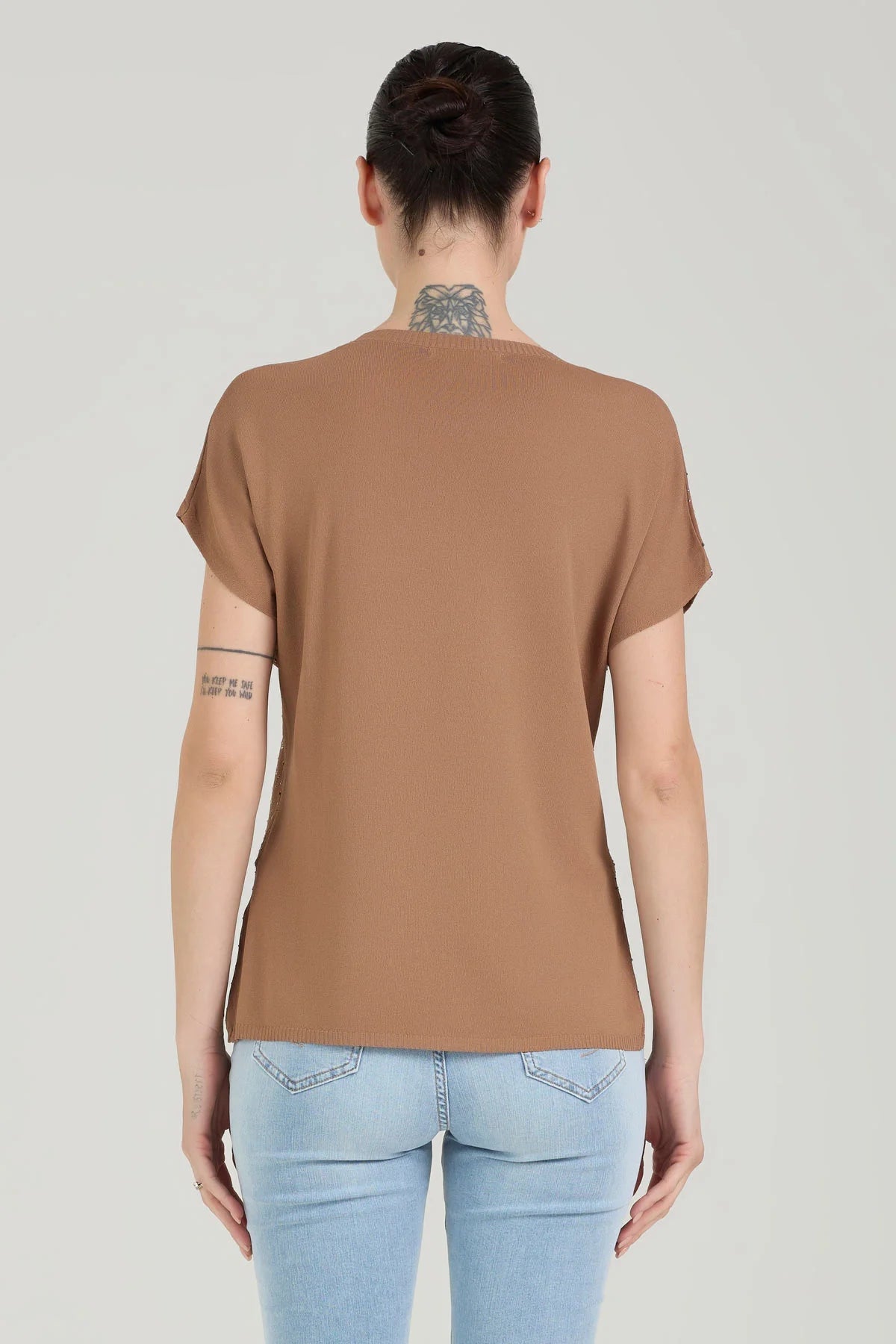 T-shirt con strass - Mocha