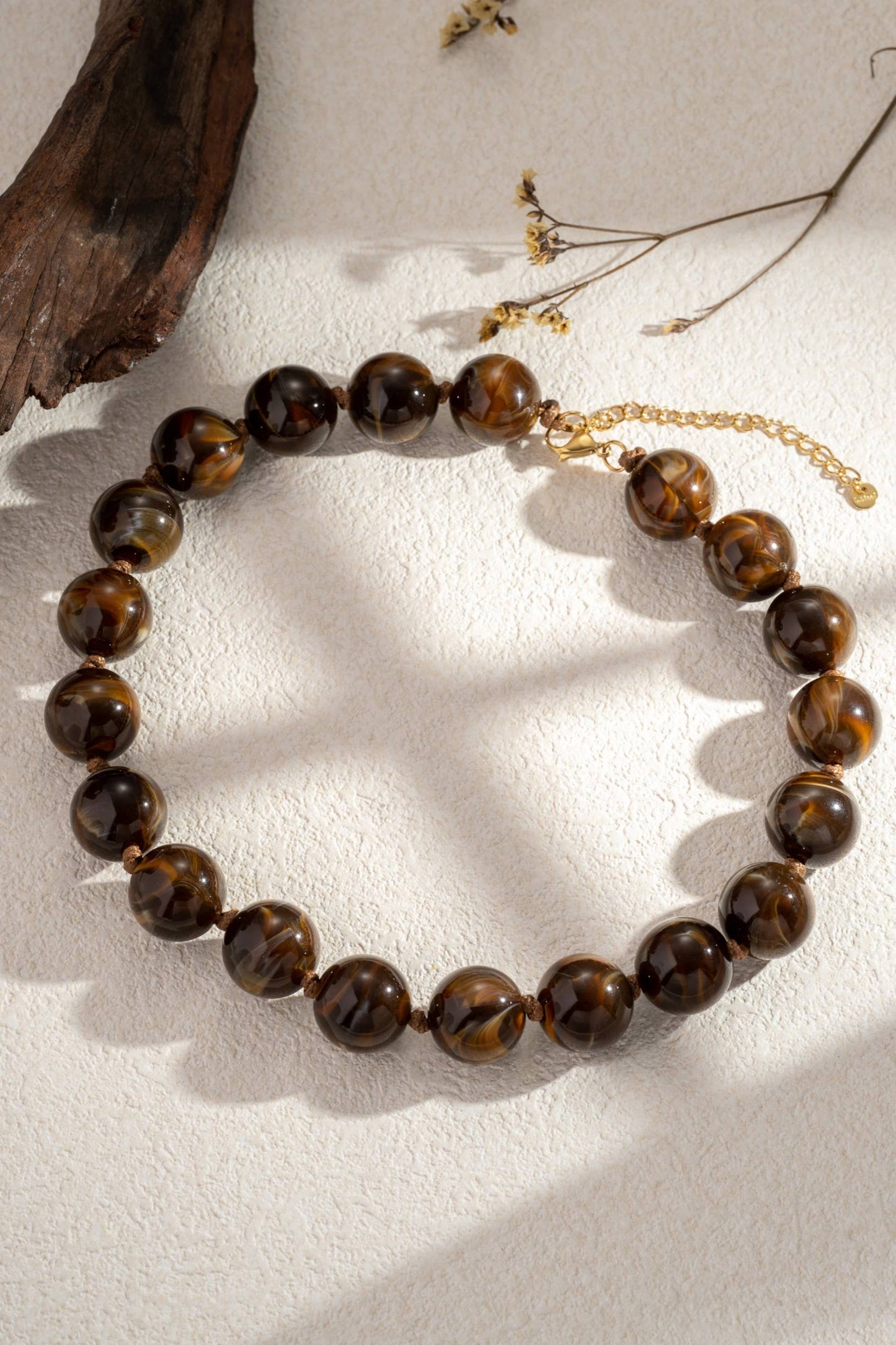 Collana in resina marmorizzata - Brown
