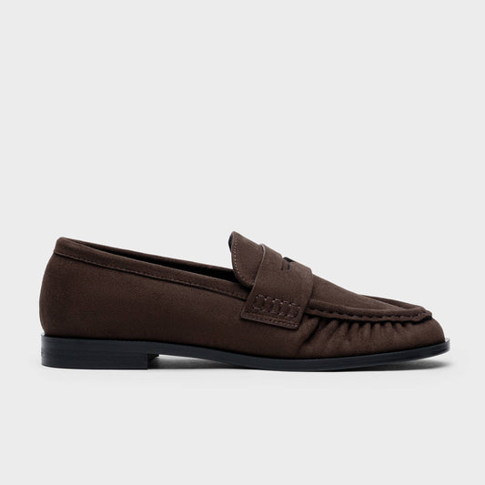 Mocassini penny arricciato in suede