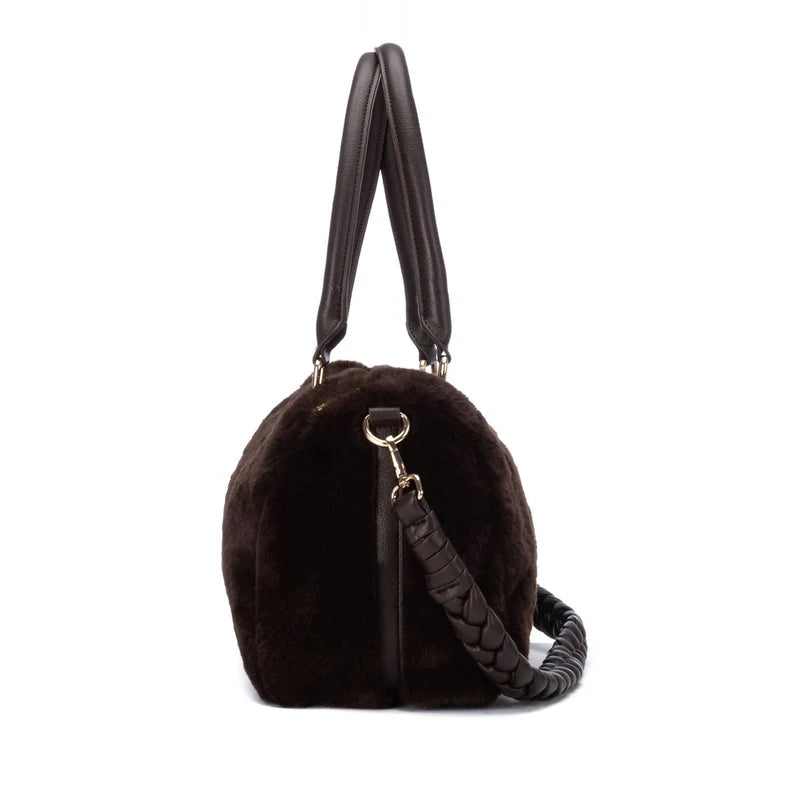 Borsa in ecopelliccia brown