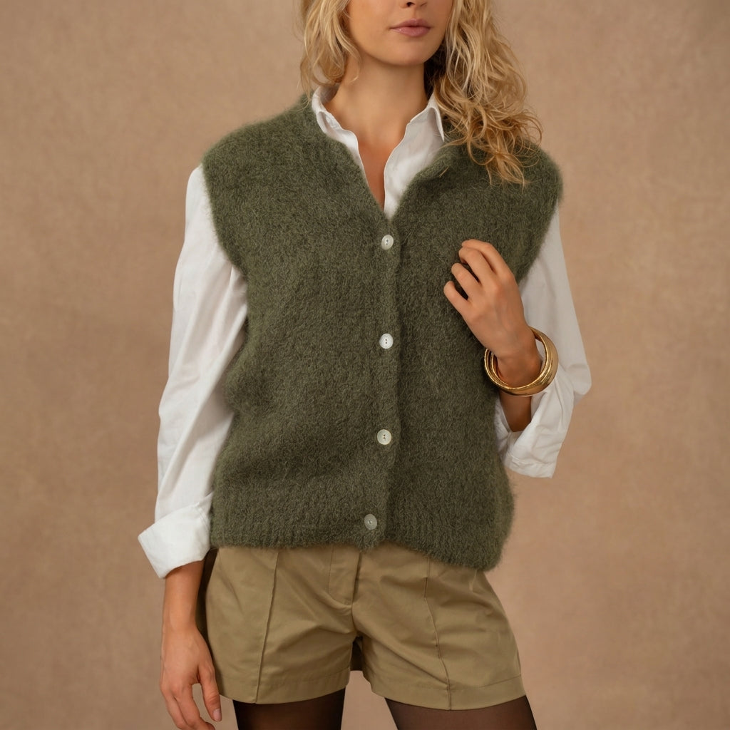 Gilet con bottoni in lana