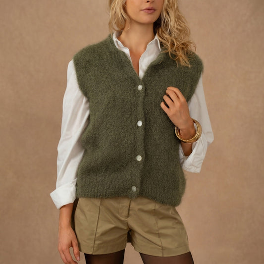 Gilet con bottoni in lana