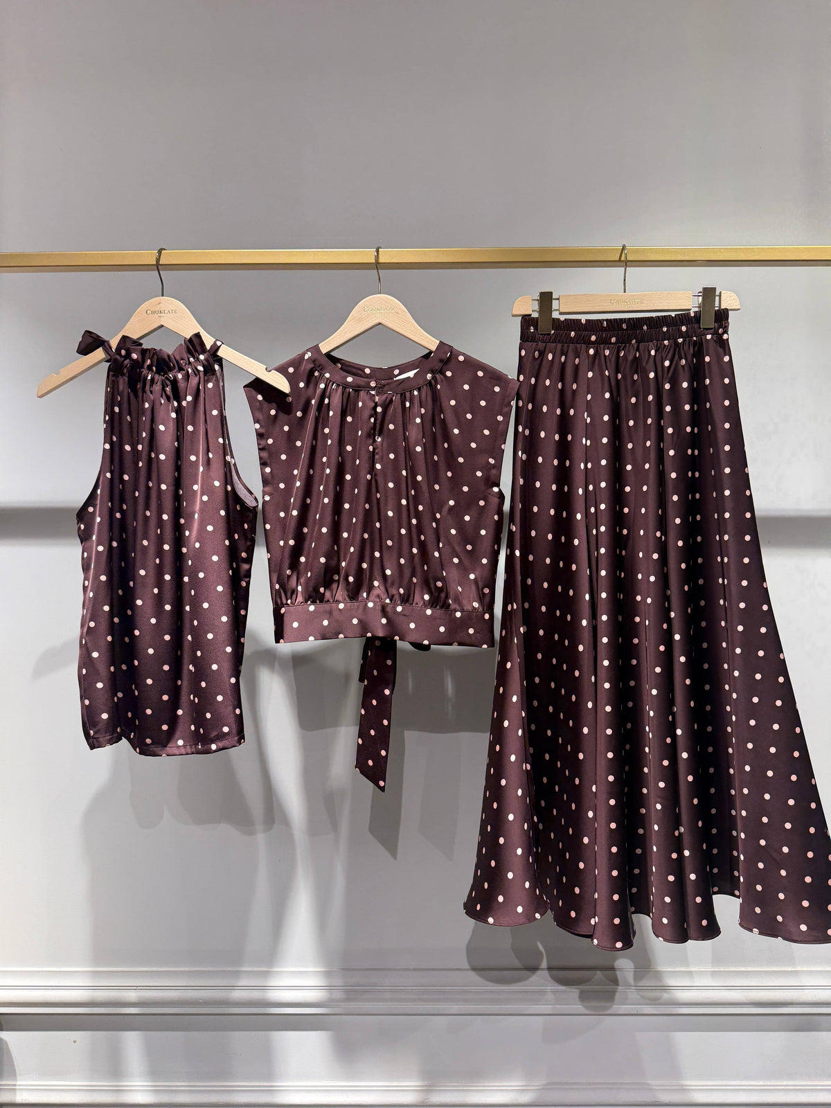 Gonna Valentine stampa satinata a pois - CK08152-7