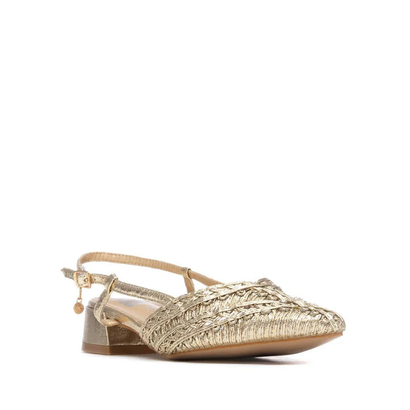 Scarpa Slingback a Punta con tacco 3 cm - Oro