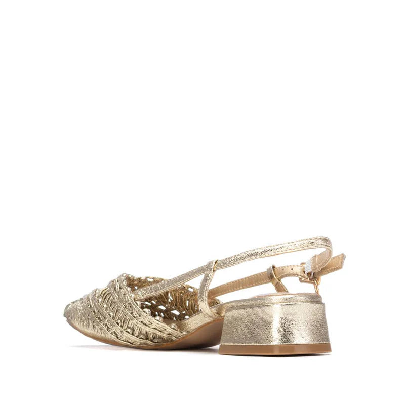 Scarpa Slingback a Punta con tacco 3 cm - Oro
