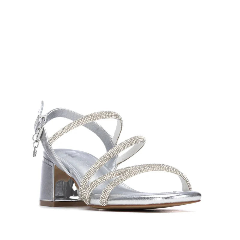 Sandali con fasce e strass - Argento