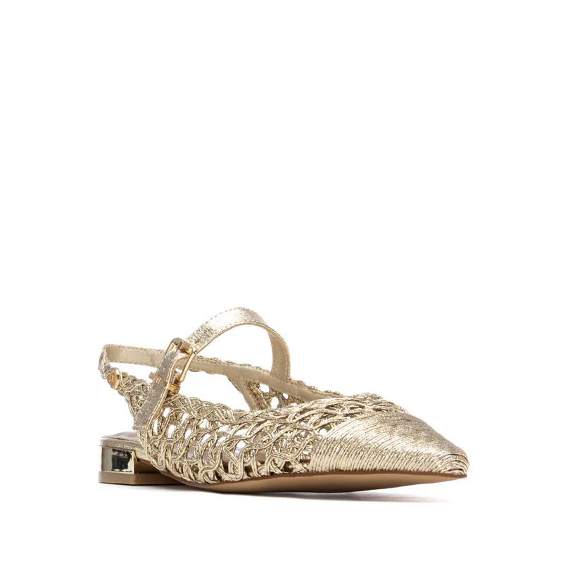 Slingback bassa intrecciata - Oro