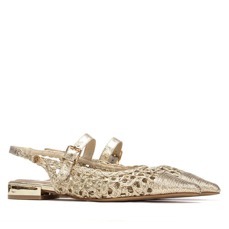 Slingback bassa intrecciata - Oro