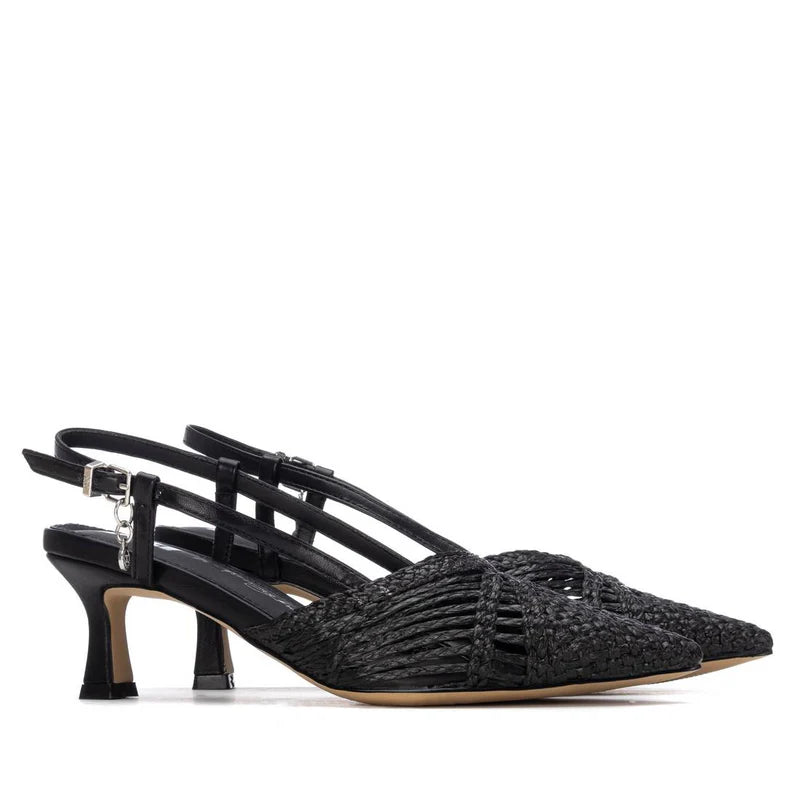 Slingback in pelle intrecciata