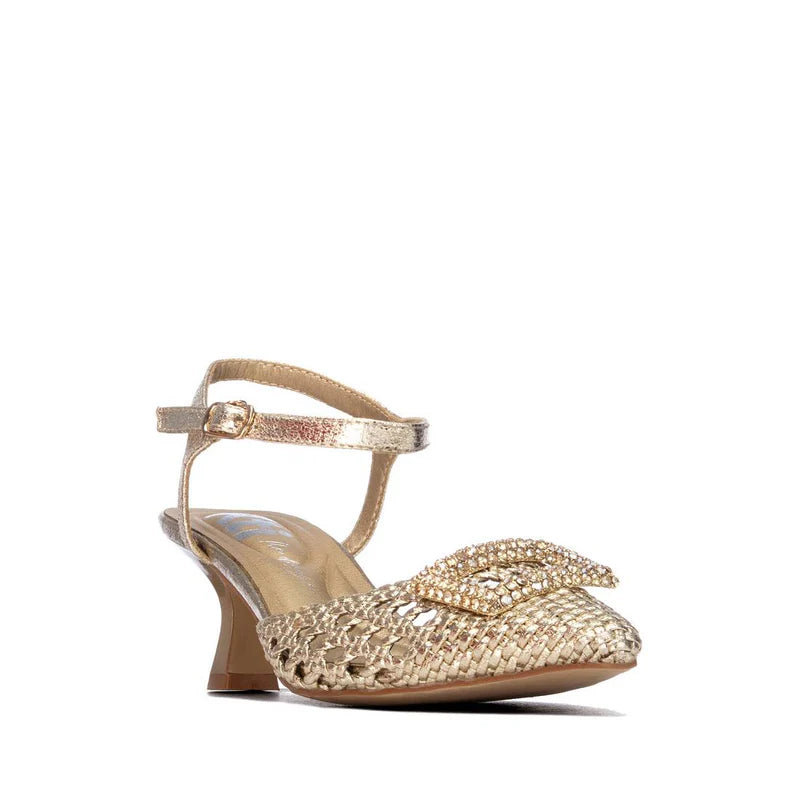 Slingback metallizzata traforata - Oro