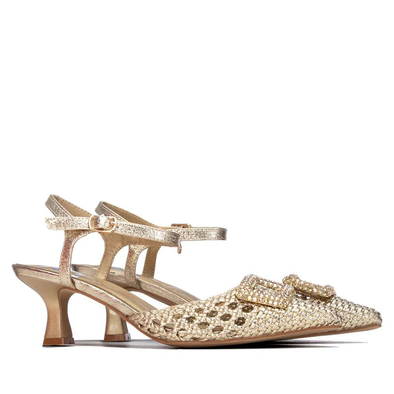 Slingback metallizzata traforata - Oro