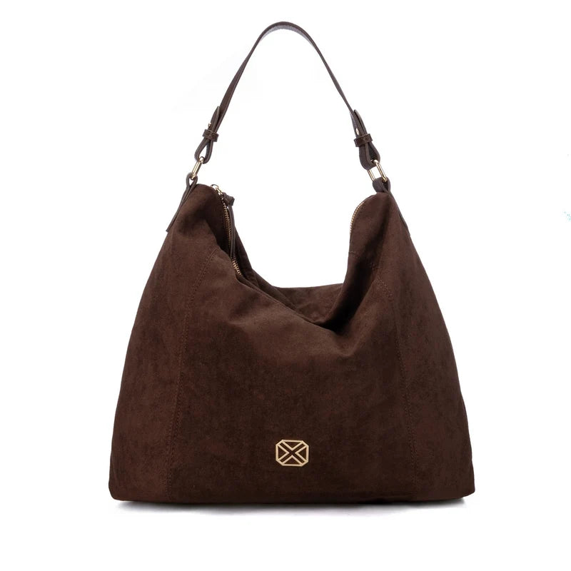 Borsa a spalla in camoscio brown