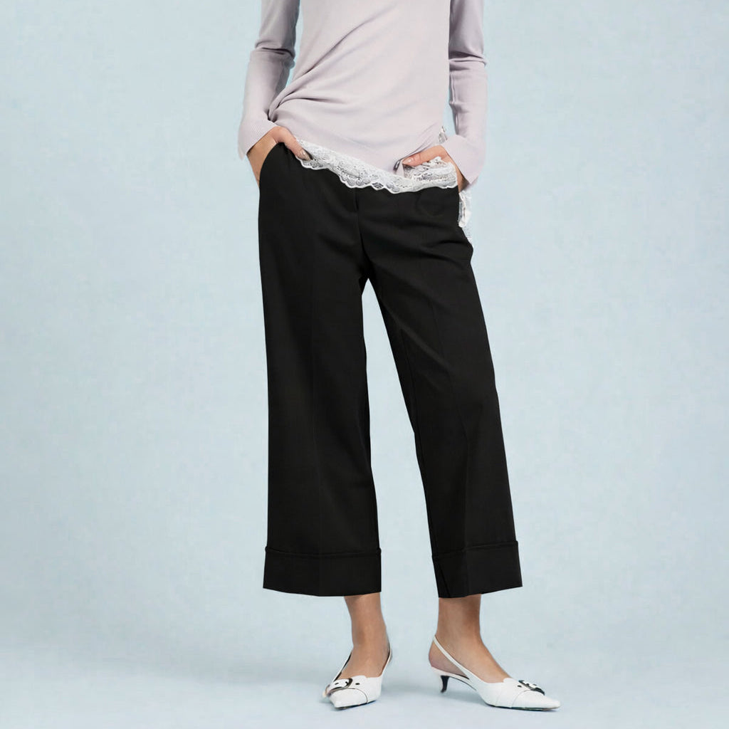 Pantaloni cross con risvolto