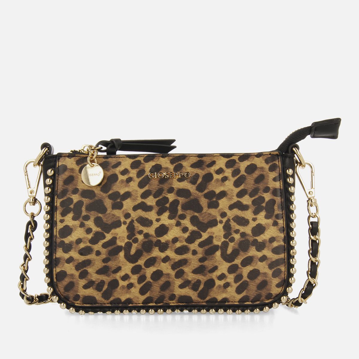 BORSA A TRACOLLACON BORCHIE STAMPA LEOPARDO