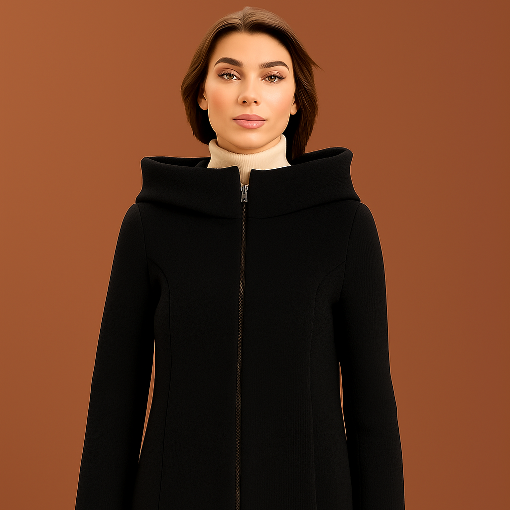 Cappotto midi con zip - Nero